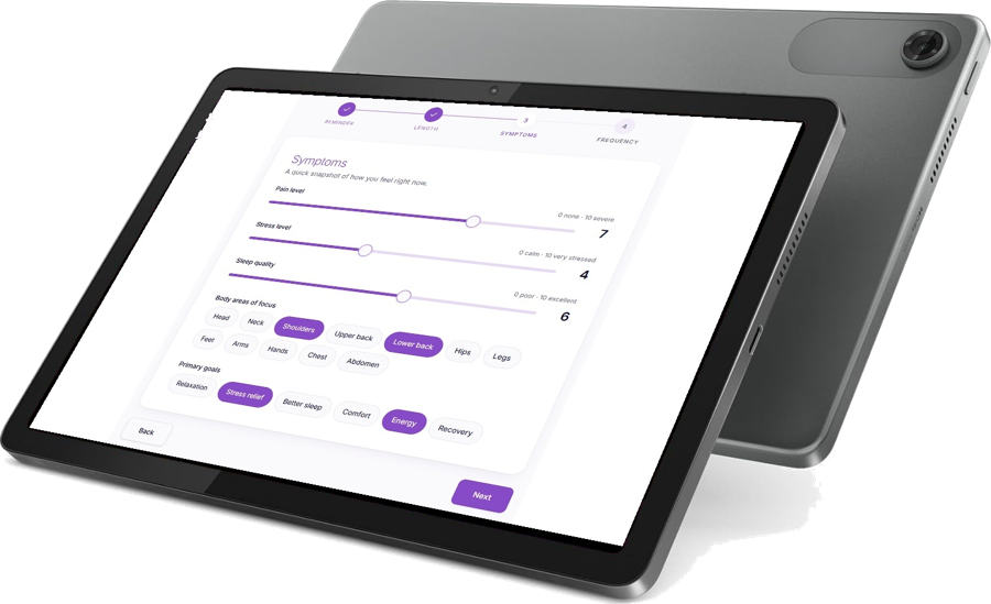 Resonabed session player app running on a tablet