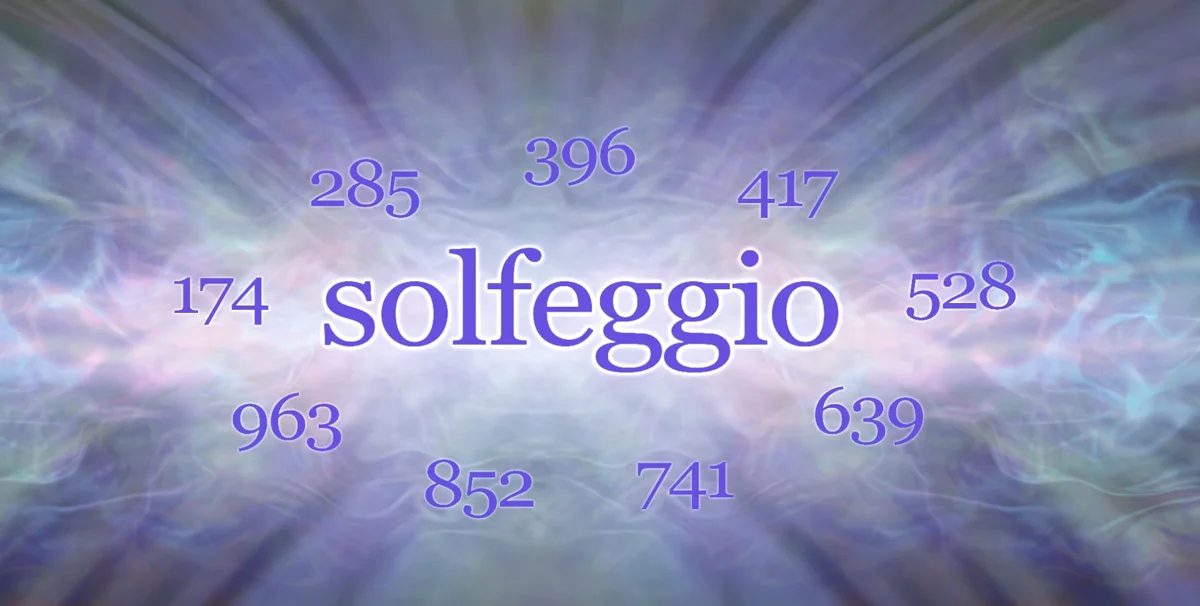 Sheet music representing the nine licensed Solfeggio frequency tracks
